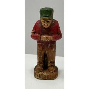 Vintage Peasant Farmer Wooden Figurine. kk557